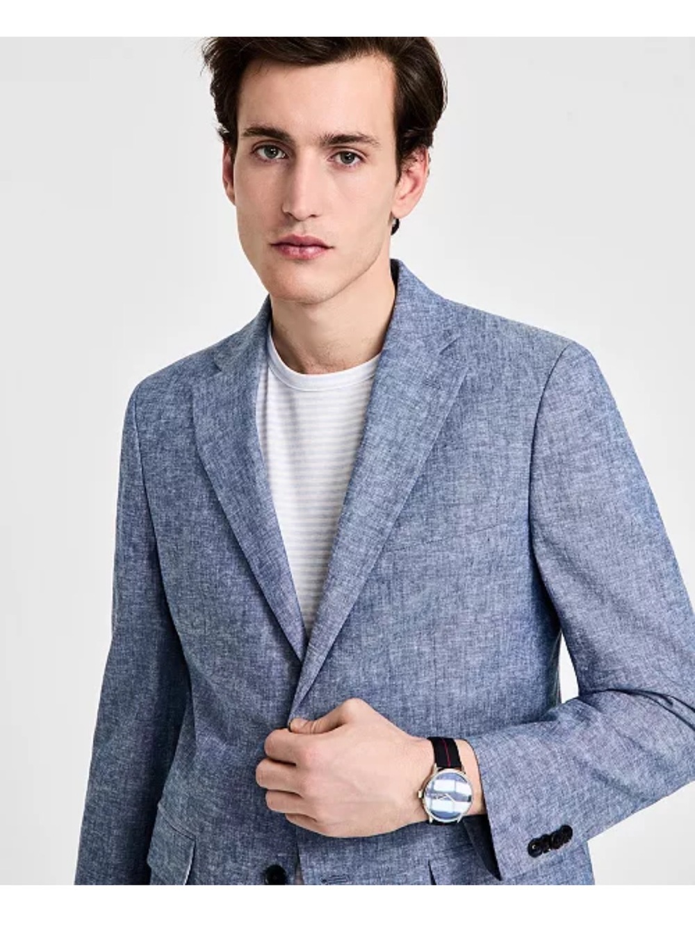 NWT Tommy Hilfiger Men's Modern-Fit Linen Sport Coat in Light Blue